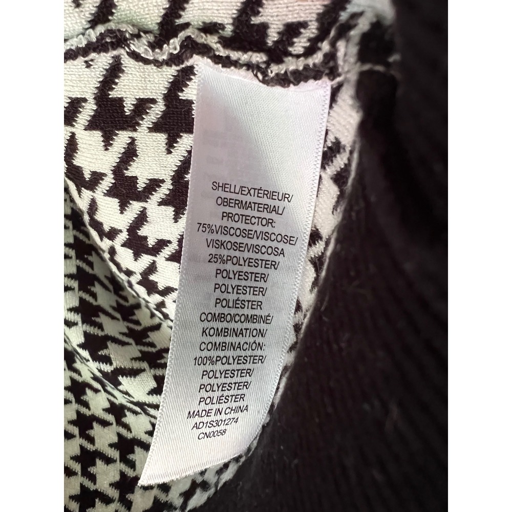 Adrianna Papell Black White Houndstooth Tie Neck Layered Top Sweater Size Small - Picture 3 of 5